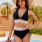 👙 Bikini z wysokim stanem i tęczową gumką – 50% ZNIŻKI! OFERTA LIMITOWANA!kontrola brzucha, dekolt halter w kształcie V, boczne sznurki na plażę i basen