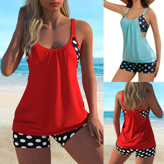👙 Damski dwuczęściowy kostium kąpielowy – groszki, color‑block – Płatność przy odbiorze ✨