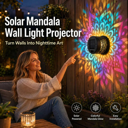 🌀 Lampa Solarna Mandala – Przepiękne projekcje wzorów, dwufunkcyjna do montażu na podłodze i ścianie, wodoodporność IP65 oraz automatyczne włączanie/wyłączanie 🌿