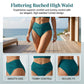 👙 Damski komplet bikini z marszczonymi elementami i wysokim stanem | Model wyszczuplający brzuch, top z wycięciami, rozmiary S–2XL – płatność przy odbiorze ✨