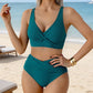 👙 Damski komplet bikini z marszczonymi elementami i wysokim stanem | Model wyszczuplający brzuch, top z wycięciami, rozmiary S–2XL – płatność przy odbiorze ✨