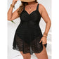 Plus Size Slimming Mesh One Piece Swimsuit