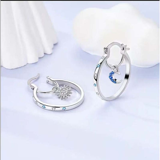 💫☀ Kolczyki z podwójnym kołem – inspiracja kosmosem, eleganckie – Płatność przy odbiorze 🌙