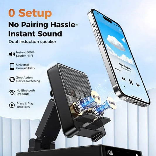 📱 Stojak na telefon z głośnikiem i funkcją Bluetooth 3 w 1 – obrót o 360°, regulowana wysokość, magnetyczny – płatność przy odbiorze ✨