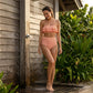 Women's Irregular Stripe High-Waisted Swimsuit