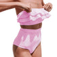 Women's Irregular Stripe High-Waisted Swimsuit